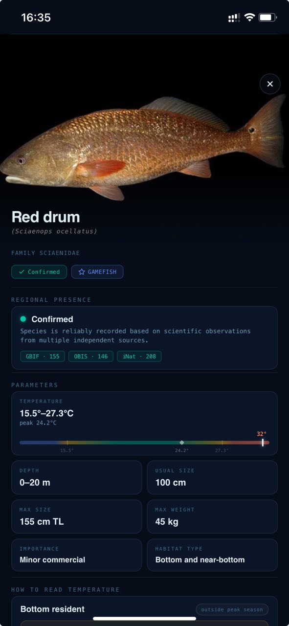 FishSignal red drum species profile